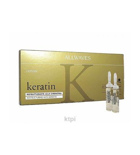 Fiale per Capelli Allwaves Lotion Keratin Ristrutturante alla Cheratina Capelli Lisci-Ricci Secchi e Danneggiati 12 Fiale