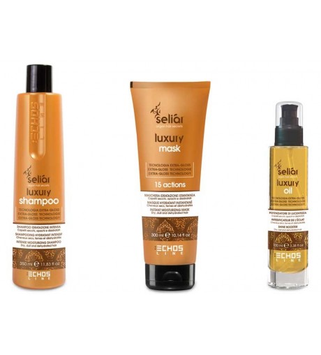 Kit Seliar Luxury Shampoo 350 ml + Maschera 300 ml + Olio 100 ml per capelli secchi e opachi