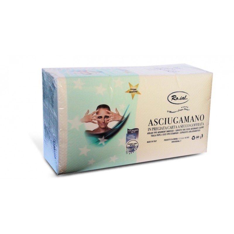 Asciugamano in pregiata carta a secco goffrata 5 stelle 80 pz Ro.ial -  Linea Capelli